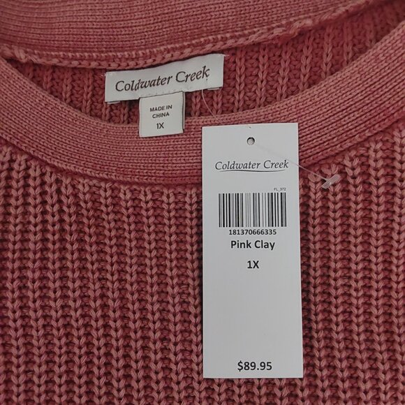 NWT Coldwater Creek Rib Knit Scoop Neck 100% Cotton Pullover Boxy Sweater 1X - Picture 5 of 7